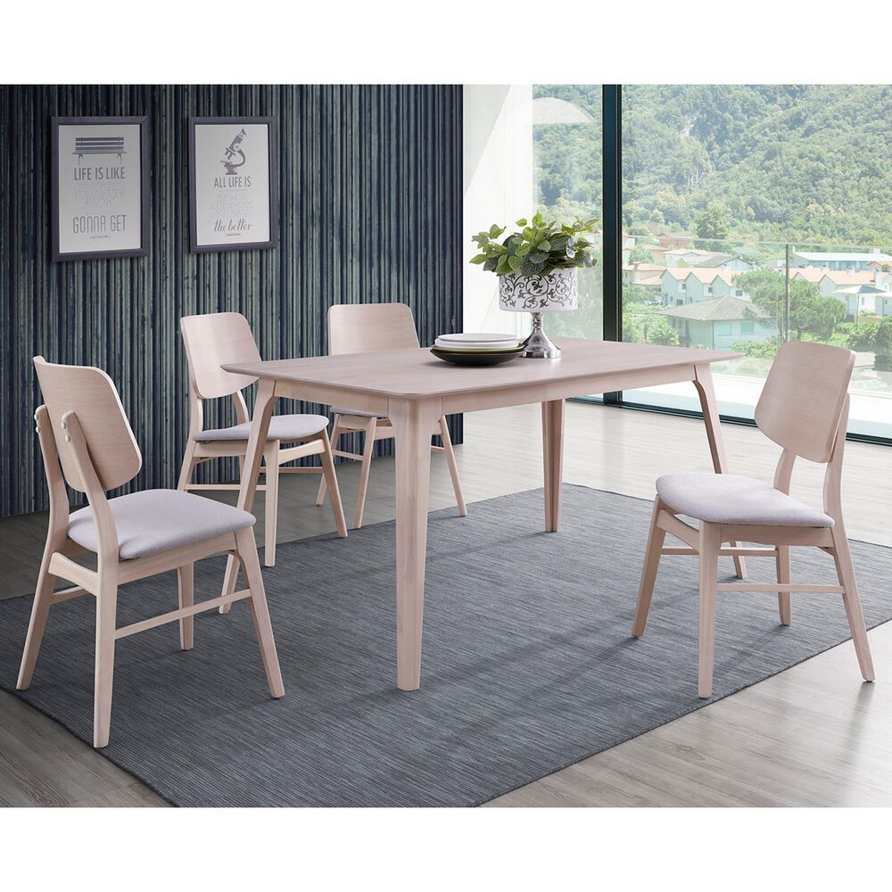 New Heritage Design Oscar 5-Piece Rectangular Dining Set in White Ash, , large