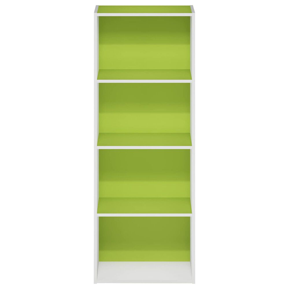 HOMLUX 4-Tier Open Shelf Bookcase in Green and White, , large