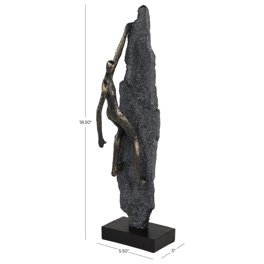 Maple and Jade People Climbing Decorative Sculpture in Bronze, Gray and Black, , large