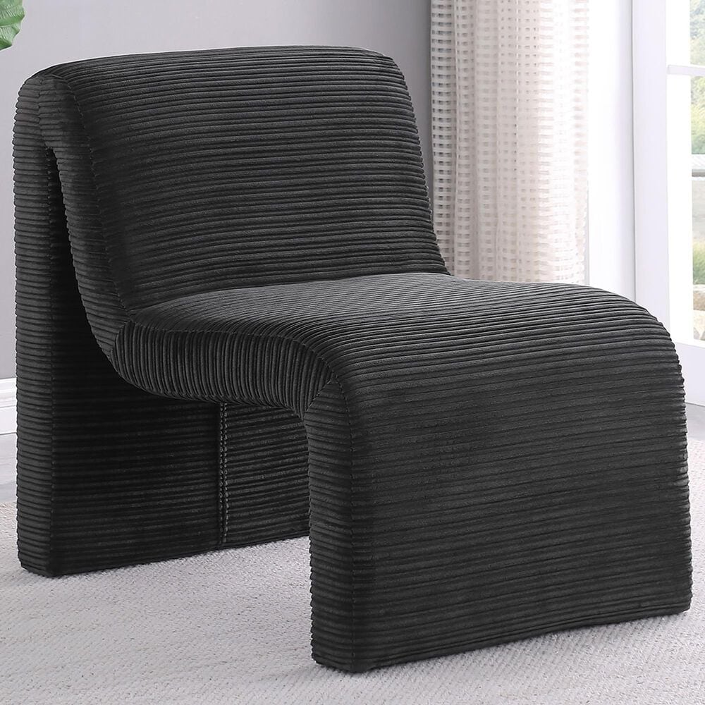 Coaster Drayton Upholstered Curved Accent Armless Chair in Black, , large