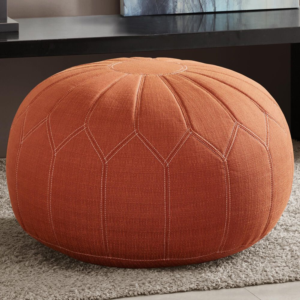 Hampton Park Kelsey Pouf Ottoman in Orange, , large