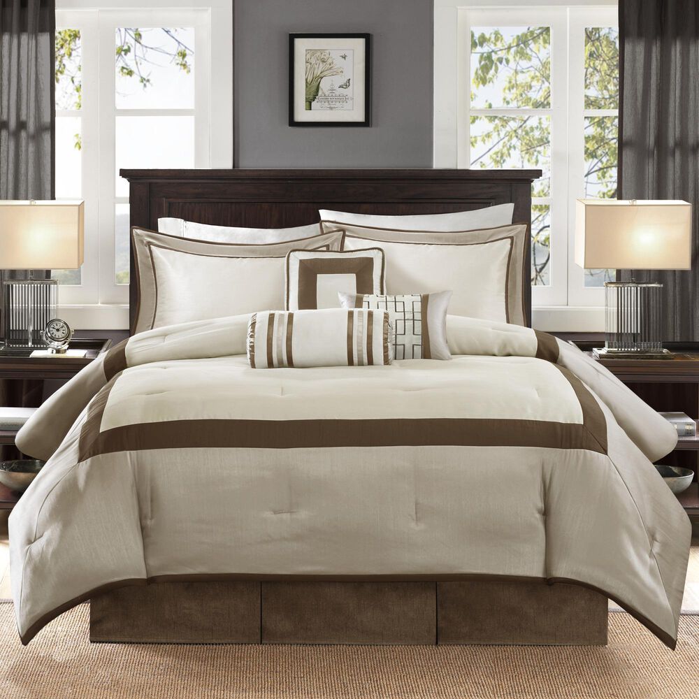 Hampton Park Genevieve 7-Piece Queen Comforter Set in Taupe and Brown, , large