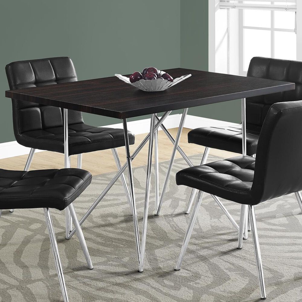 Monarch Specialties 32" x 48" Dining Table in Cappuccino and Chrome - Table Only, , large
