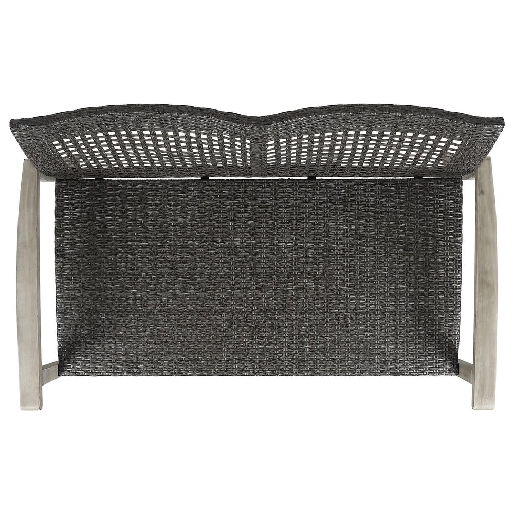 Hearth and Haven Hampton Outdoor Wicker Loveseat with Wooden Frame in Grey, , large
