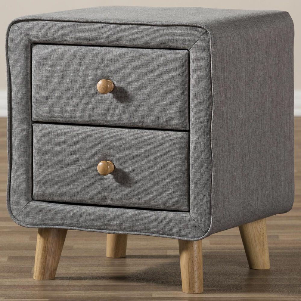 Baxton Studio Jonesy 2 Drawer Nightstand in Grey, , large