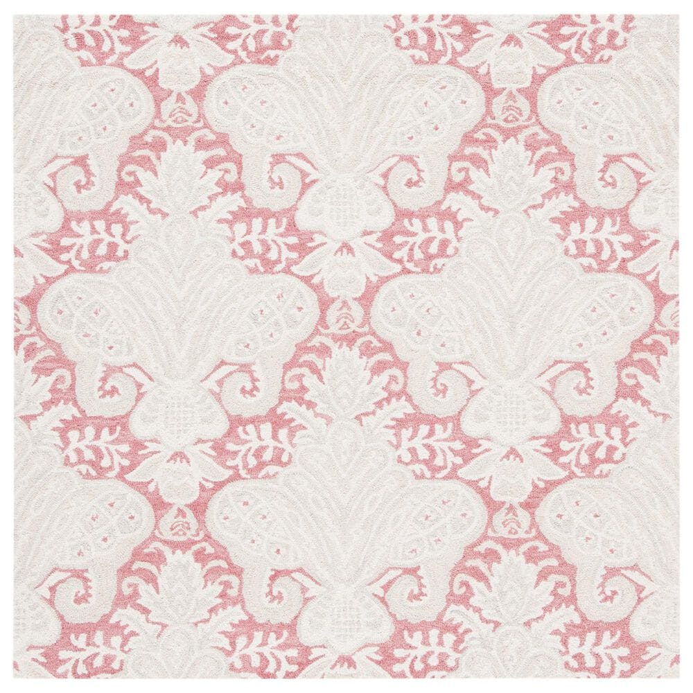 Safavieh Micro-Loop 5" Square Pink and Beige Area Rug, , large