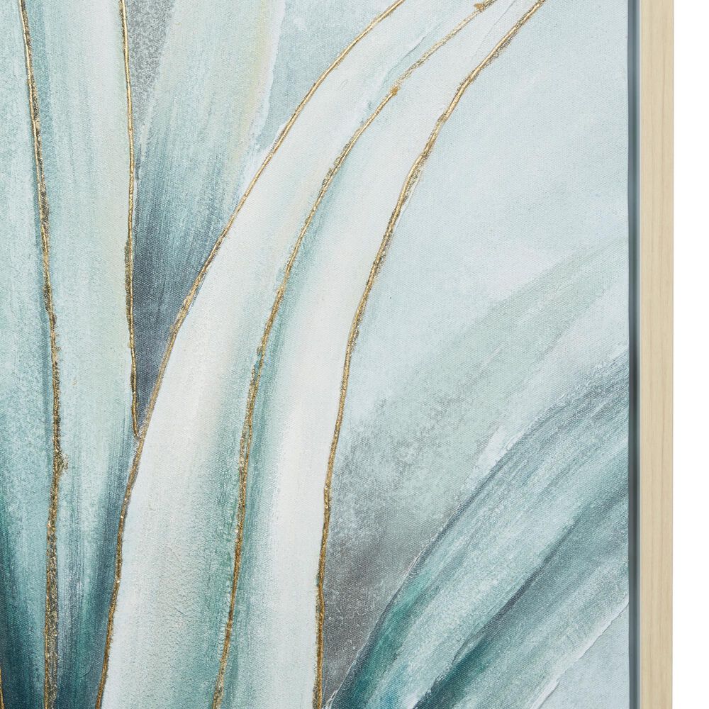 Maple and Jade 47&quot; x 36&quot; Coastal Leaves Framed Wall Art in Green and Blue, , large