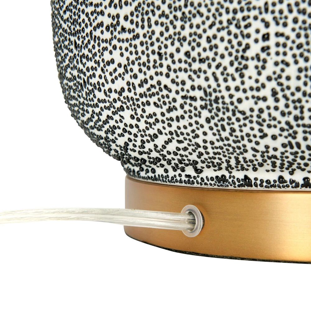 Creative Coop Oslo Textured Stoneware Table Lamp in Blue and Gold, , large