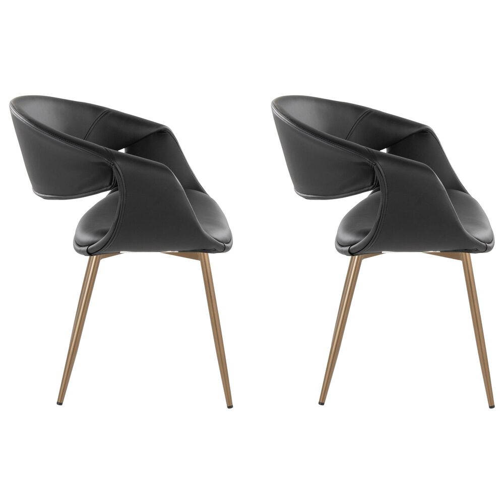 LumiSource Curvo Arm Chair with Black Faux Leather Cushion in Antique Copper (Set of 2), , large