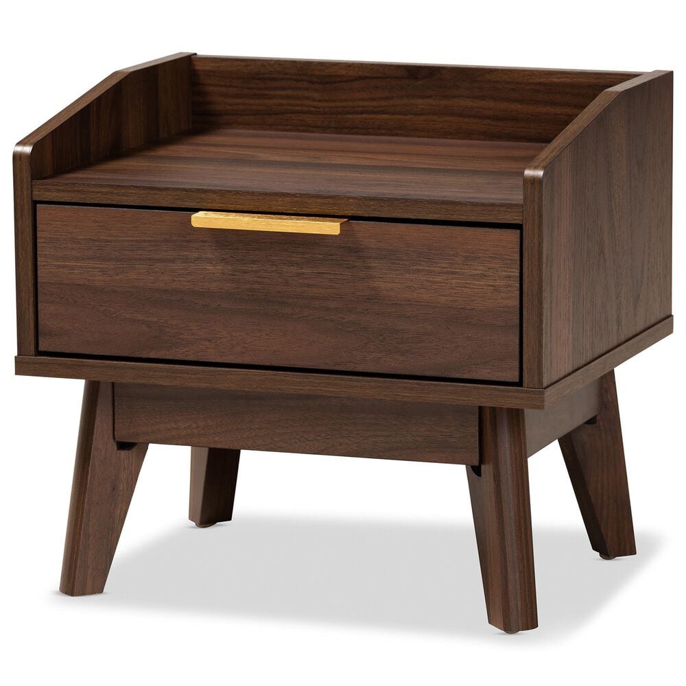 Baxton Studio Lena 1-Drawer Nightstand in Walnut Brown, , large