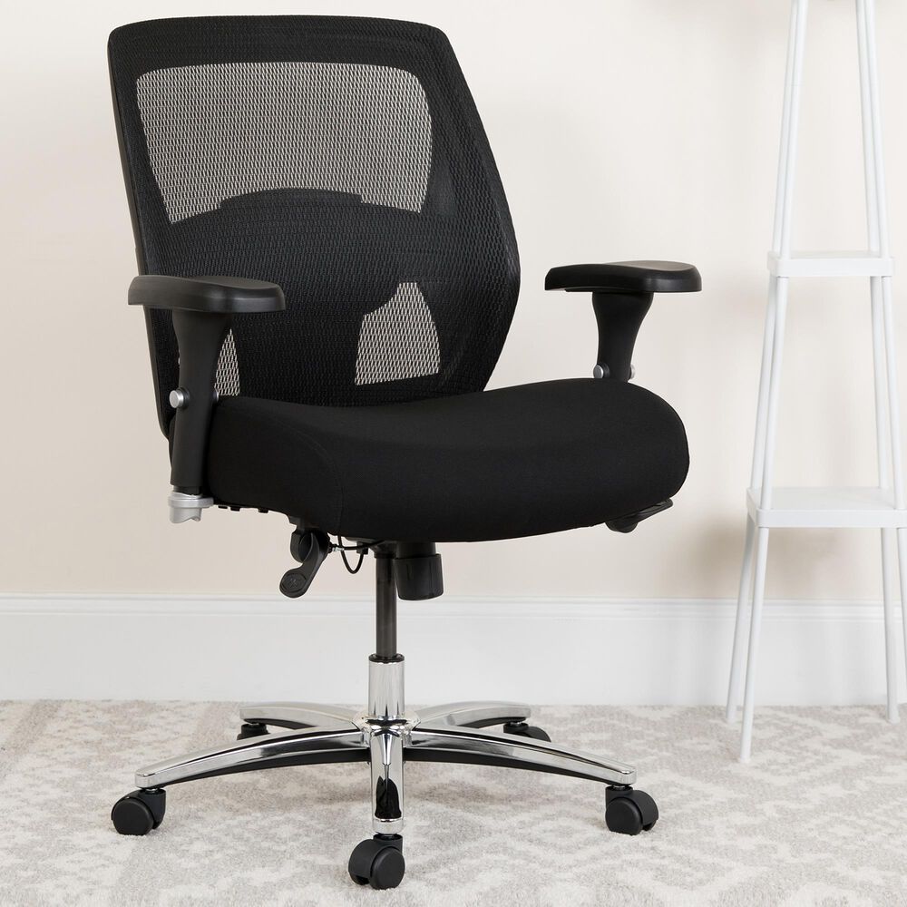 Flash Furniture Hercules Big & Tall Executive Chair in Black and Silver, , large