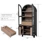 HOMLUX HOMLUX 71" Tall Arched Kitchen Pantry Cabinet with Door Shelves, Farmhouse Kitchen Storage Cabinet with Open & Adjustable Shelves, Hidden Drawer & Glass Door, Cupboard for Kitchen, Dining Room, Black, , large