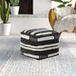 LR Home 18" Square Striped Pouf in Black and White, , large