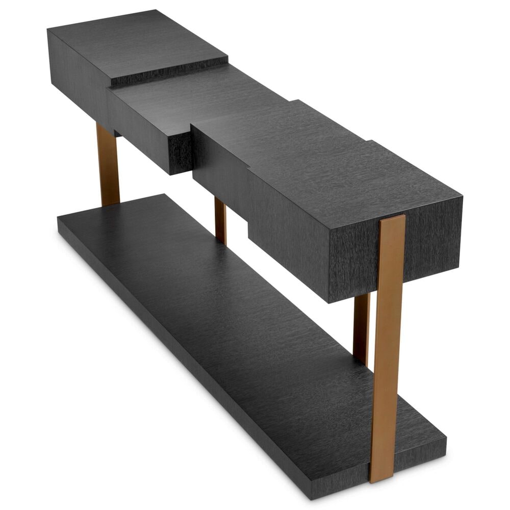 Eichholtz Nerone Console Table in Charcoal Grey and Brushed Brass, , large