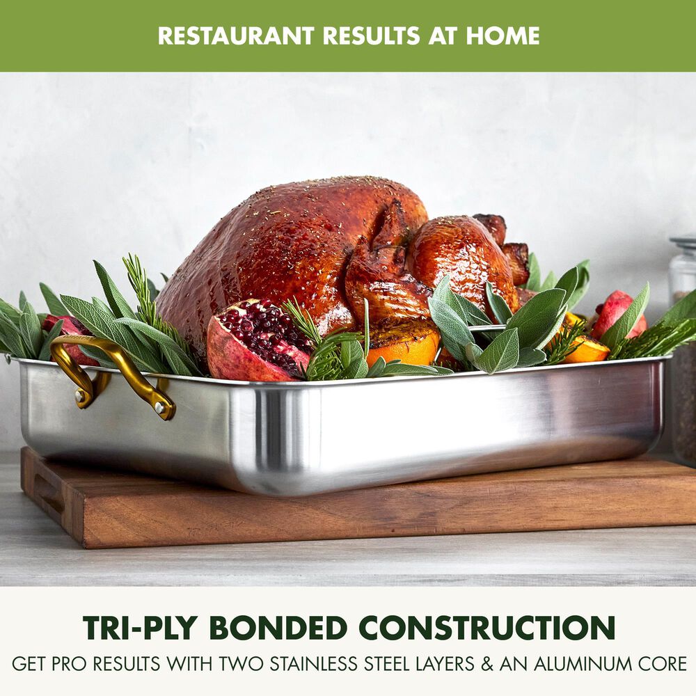 Green Pan Reserve 13" x 16" Roaster with Rack in Stainless Steel, , large