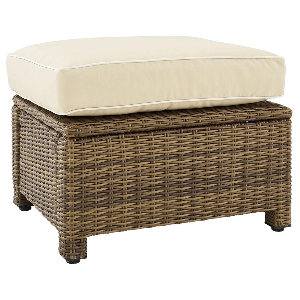 Crosley Furniture Bradenton Patio Wicker Ottoman in Sand, , large