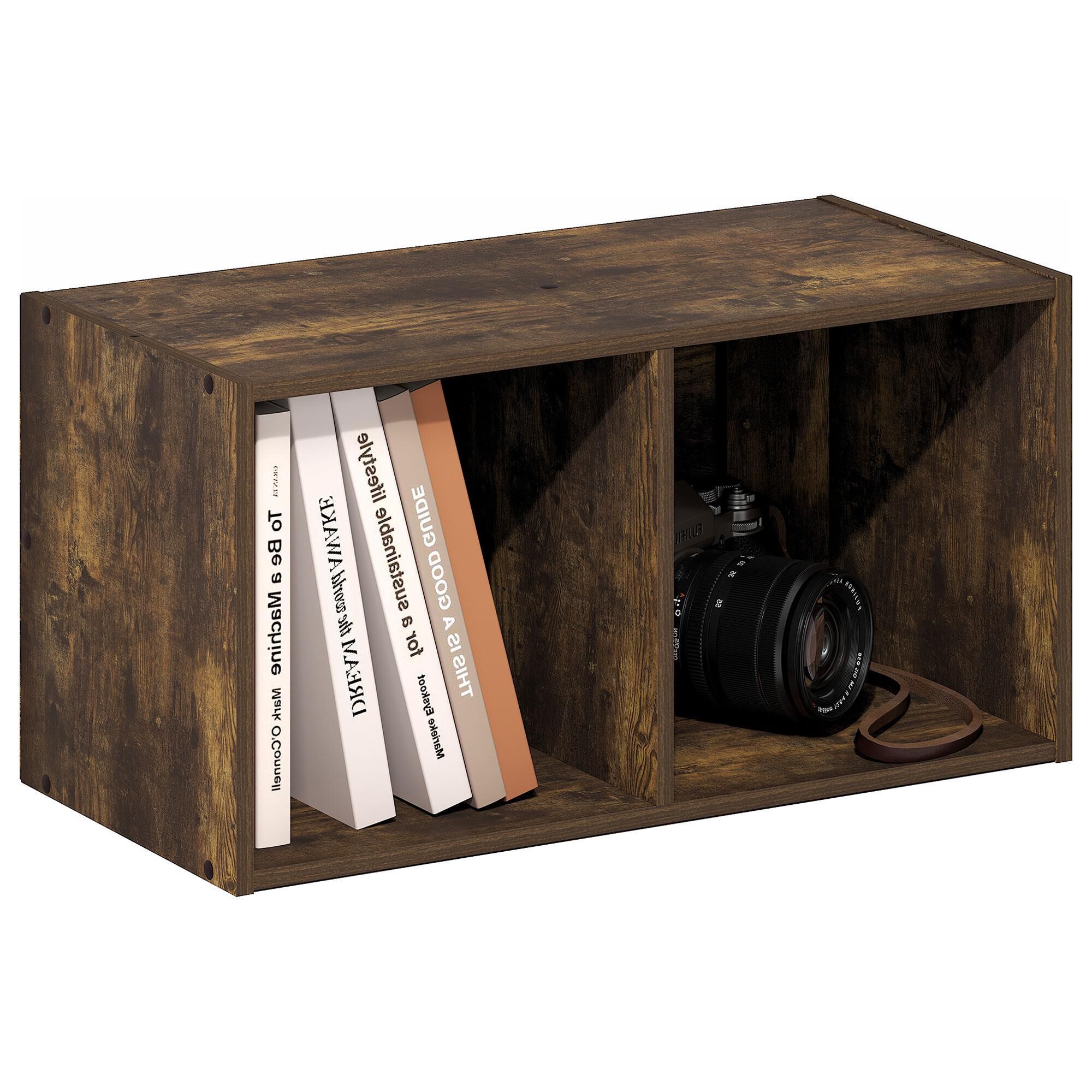 HOMLUX 2-Cube Wall Mounted Floating Wall Shelf in Amber Pine