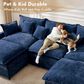 HOMLUX 107.87" Ultra-Comfort Chenille Sectional Sofa Set in Dark Blue, , large