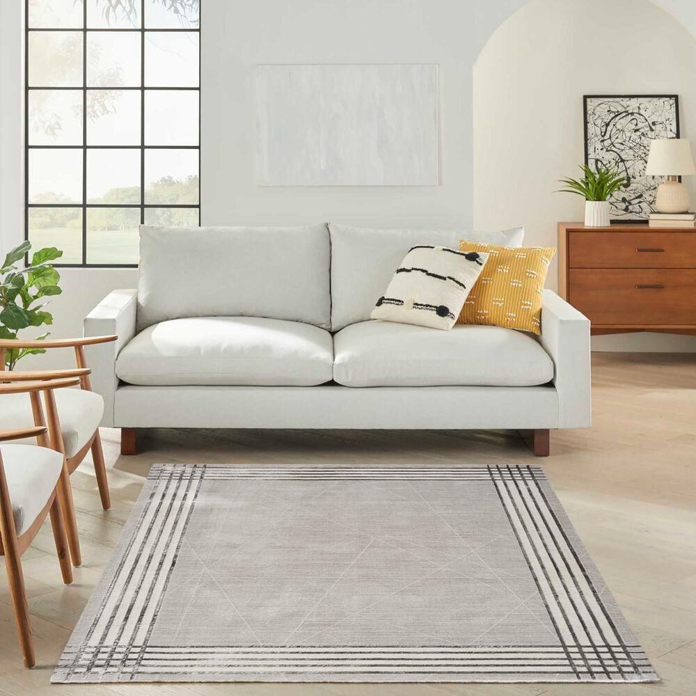 Nourison Desire 9&#39; x 12&#39; Grey, Silver and White Area Rug, , large