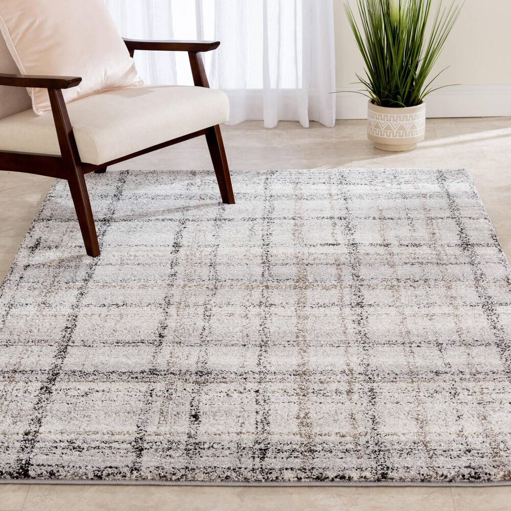 Central Oriental Structures Torrent Makari 5&#39; x 7&#39;6&quot; Soot and Java Area Rug, , large