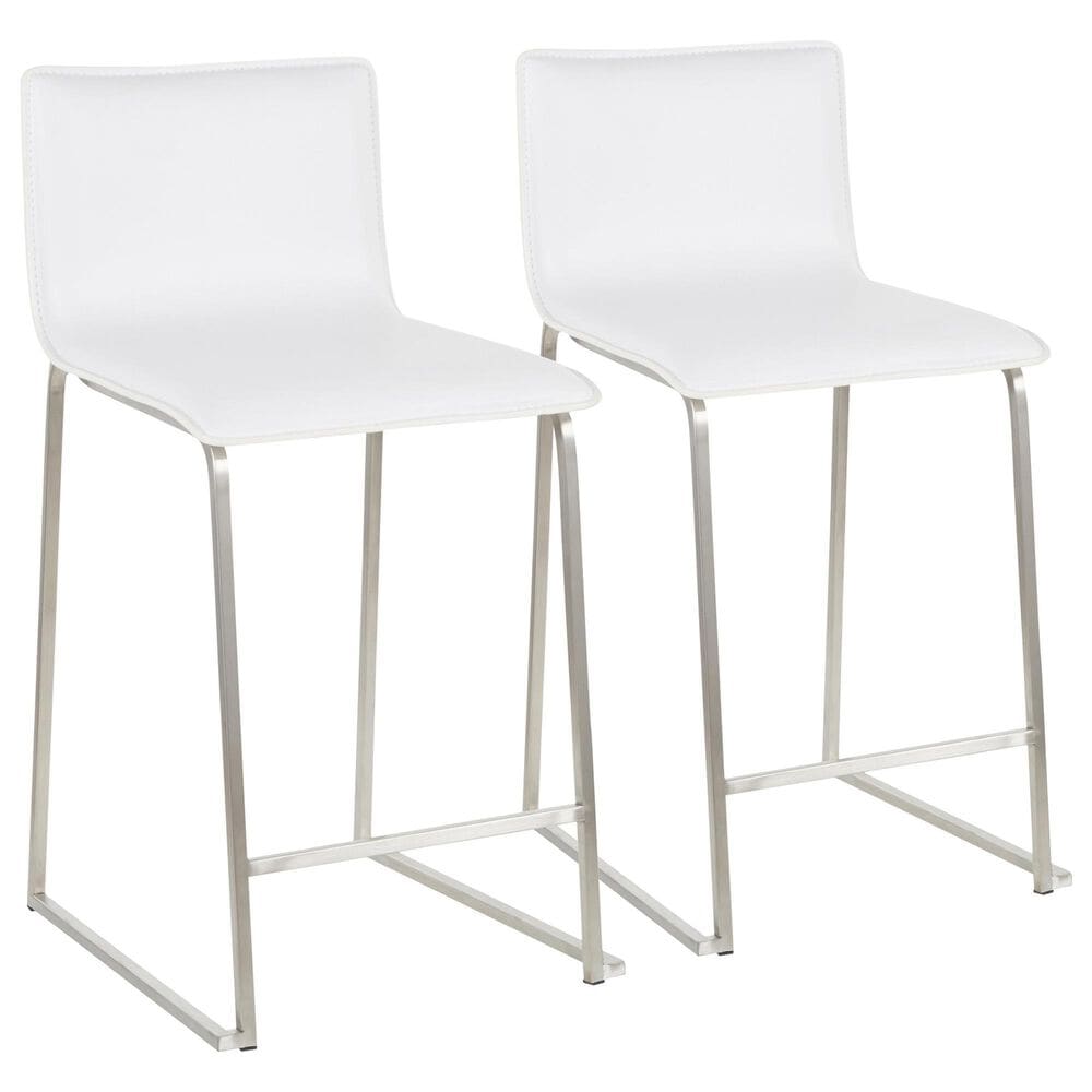 Lumisource Mara Counter Stool with White Cushion in Stainless Steel &#40;Set of 2&#41;, , large