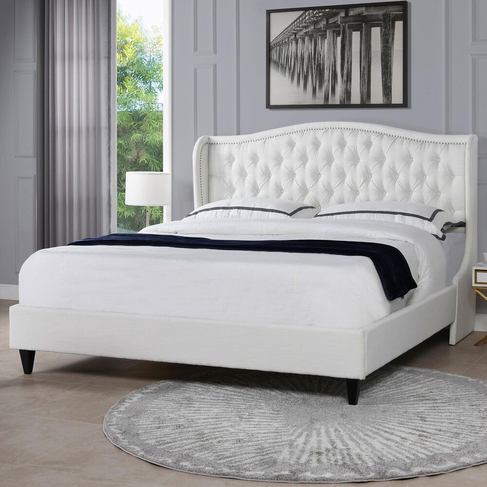Jennifer Taylor Home Coverley King Platform Bed in Antique White Nebraska Furniture Mart