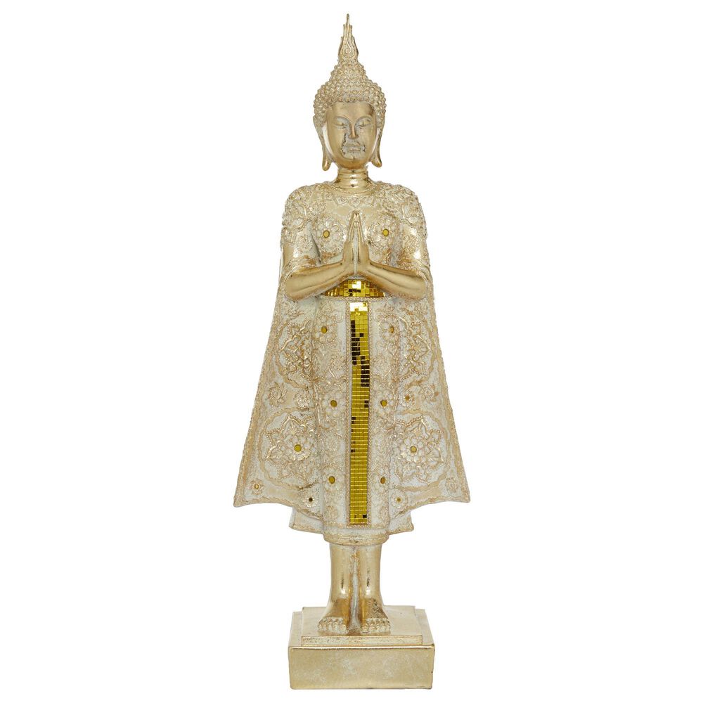 Maple and Jade 9" x 25" Glam Polystone Sculpture in Gold, , large