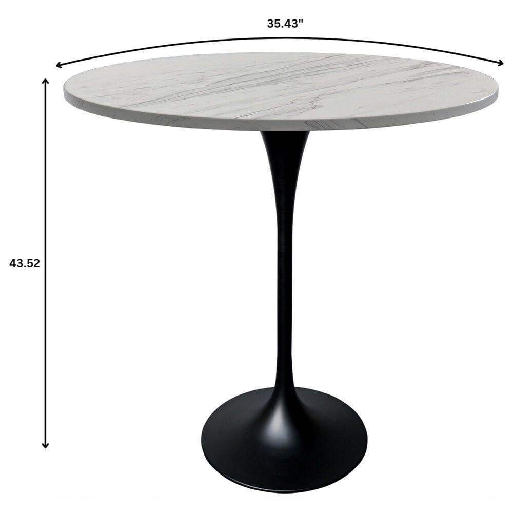 Leisuremod Verve 36&quot; Round Bar Height Dining Table with Resin Top in Black and White - Table Only, , large