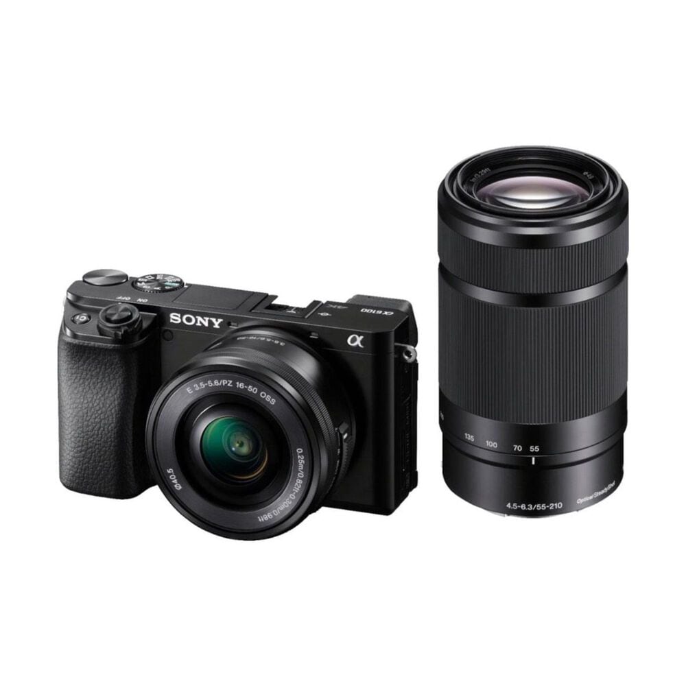 Sony Alpha 6100 Mirrorless Camera 2-Lens Kit with E PZ 16-50mm and E 55-210mm Lenses in Black, , large
