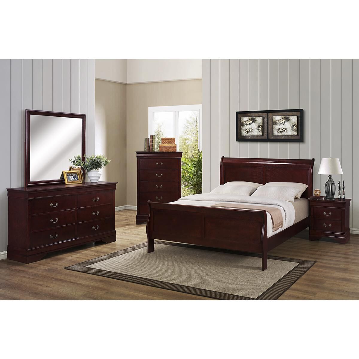 at HOME Louis Philip King Sleigh Bed in Cherry NFM