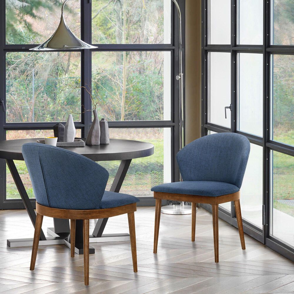 Blue River Arcadia and Juno 5-Piece 42&quot; Dining Set with Blue Cushion in Walnut, , large