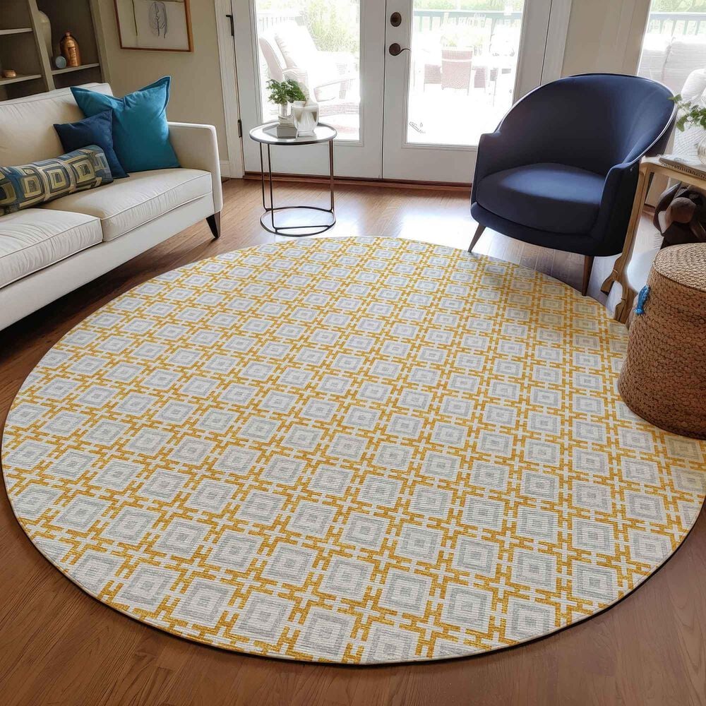 Dalyn Rug Company Marlo 6&#39; Round Gold Indoor/Outdoor Area Rug, , large