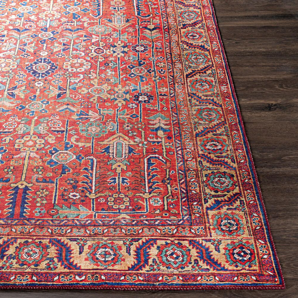 Surya Iris Burnt Orange, Dark Blue, Yellow, Light Pink, Oatmeal and Olive 2&#39;2&quot; x 3&#39;9&quot; Area Rug, , large