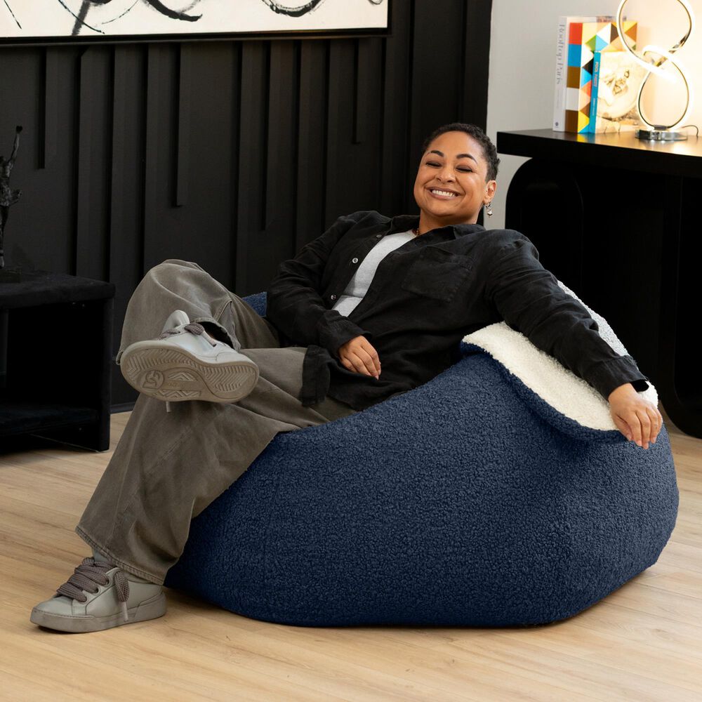 Jaxx HopSeat Bunny Oval Shaped Large Bean Bag Chair in Blue, , large