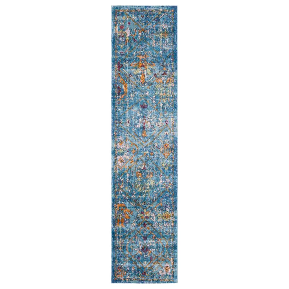 Safavieh Aria Oriental 2" x 8" Blue and Multicolor Runner, , large