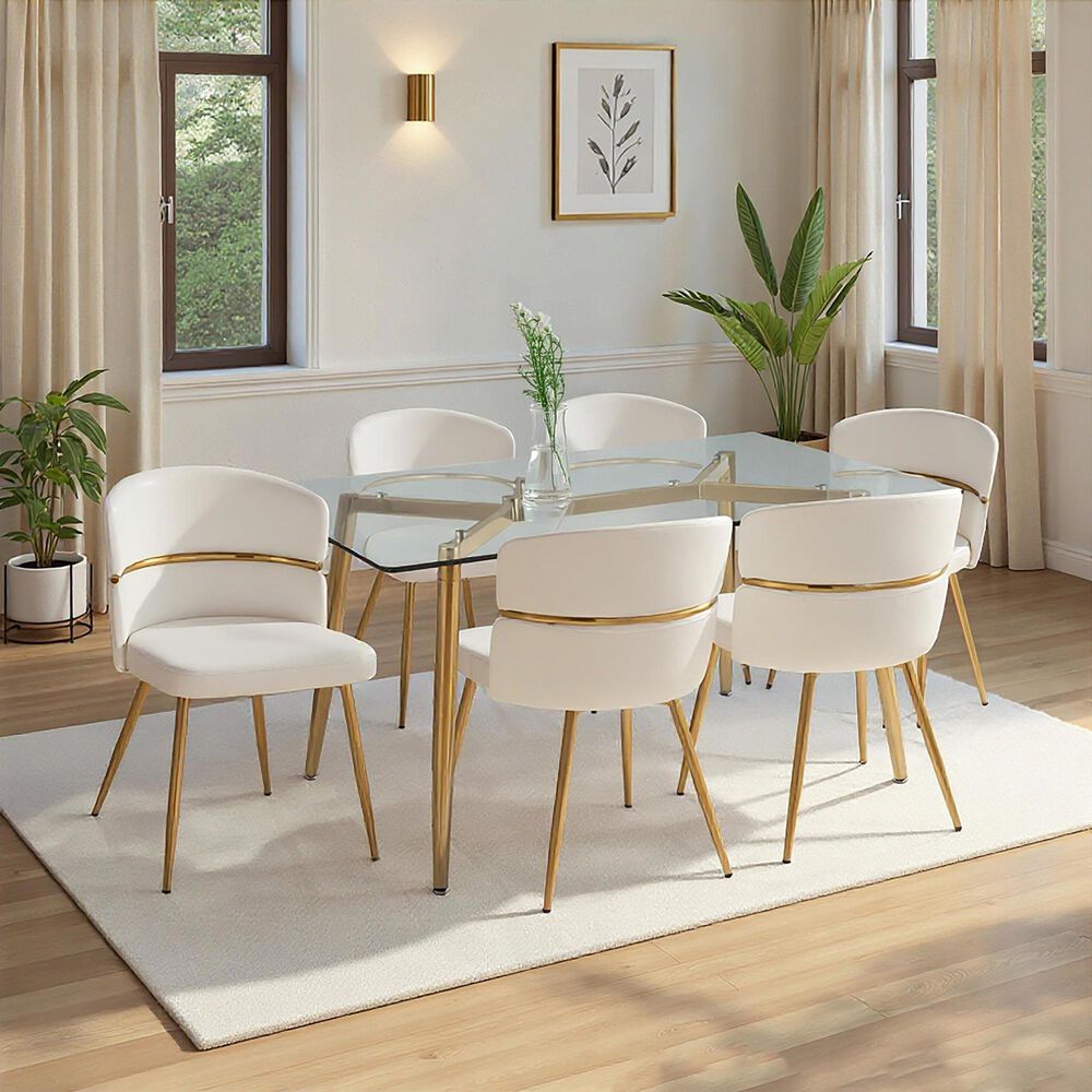 LumiSource Clara Dining Table in Gold and Clear - Table Only, , large