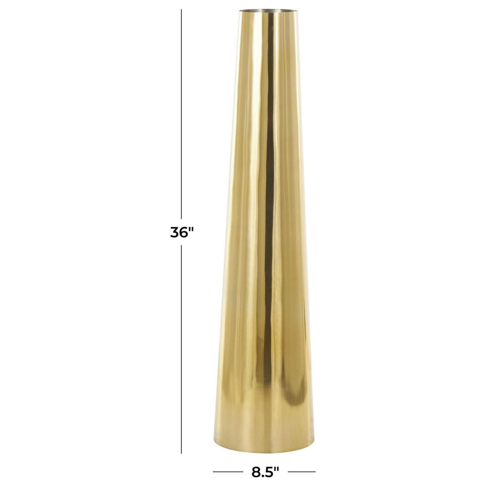 Maple and Jade Minimalistic Tall Floor Cone Decorative Vase in Shiny Gold, , large