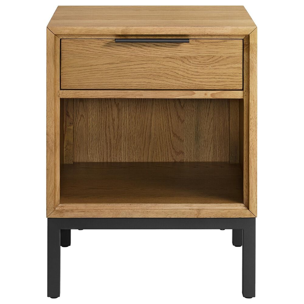 Hawthorne Furniture Newport 1-Drawer Nightstand in Natural Oak and Matte Black, , large