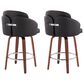 LumiSource Dahlia Swivel Counter Stool with Black Faux Leather Upholstery in Walnut and Chrome (Set of 2), , large