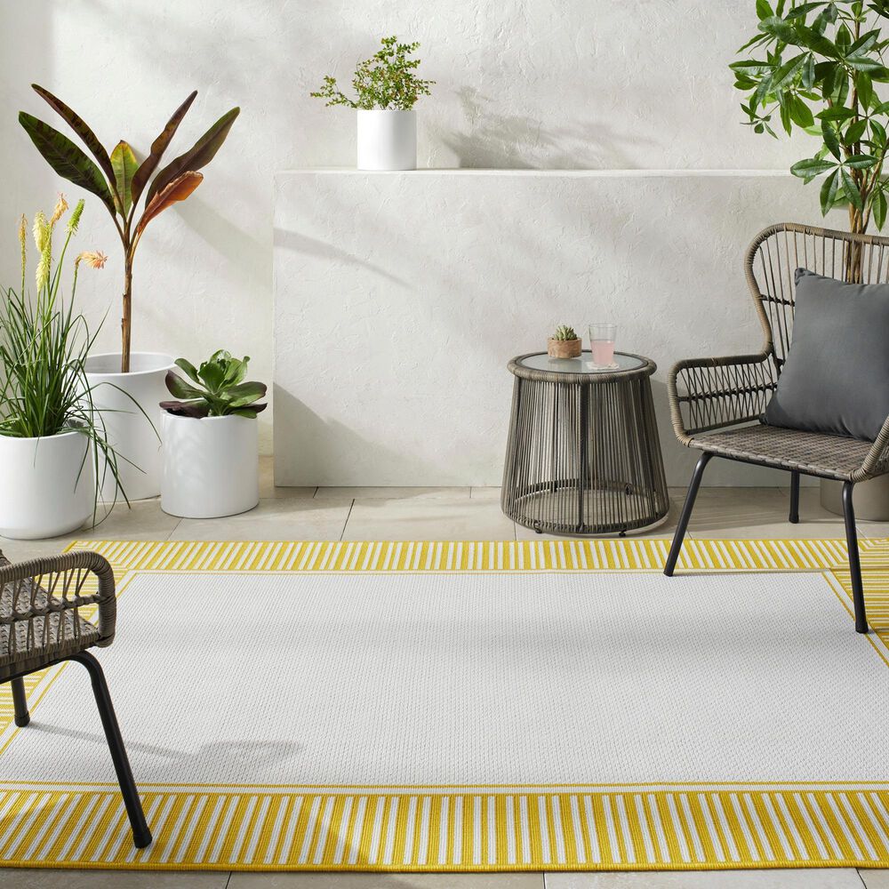 Surya Alfresco 7&#39;3&quot; x 10&#39;6&quot; Pearl, Saffron, Beige and Tan Indoor/Outdoor Area Rug, , large