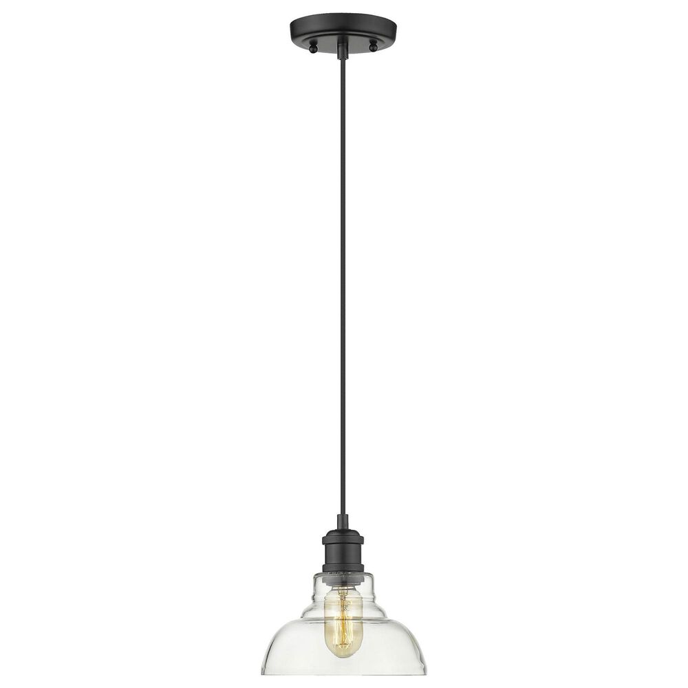 Golden Lighting Carver 1-Light Pendant with Clear Shade in Matte Black, , large