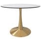 Leisuremod Bristol 40" Round Dining Table with MDF Top in Gold and Marbled White - Table Only, , large