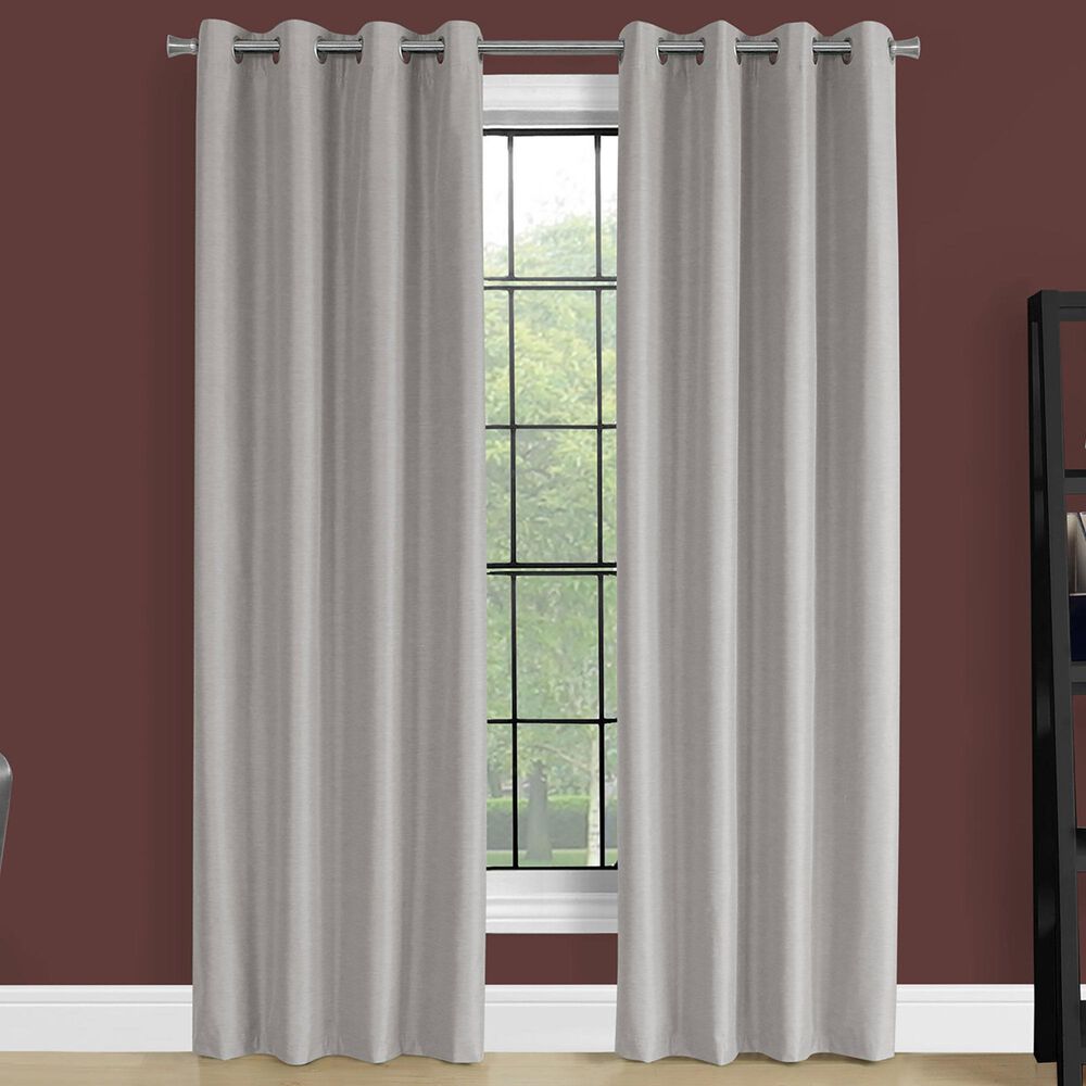 Monarch Specialties 52&quot; x 84&quot; Curtain Panel in Silver Solid Blackout &#40;Set of 2&#41;, , large