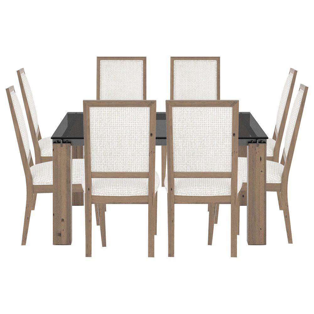 CANAD Loft 9-Piece Square Dining Set in Smoked and Pecan Washed, , large