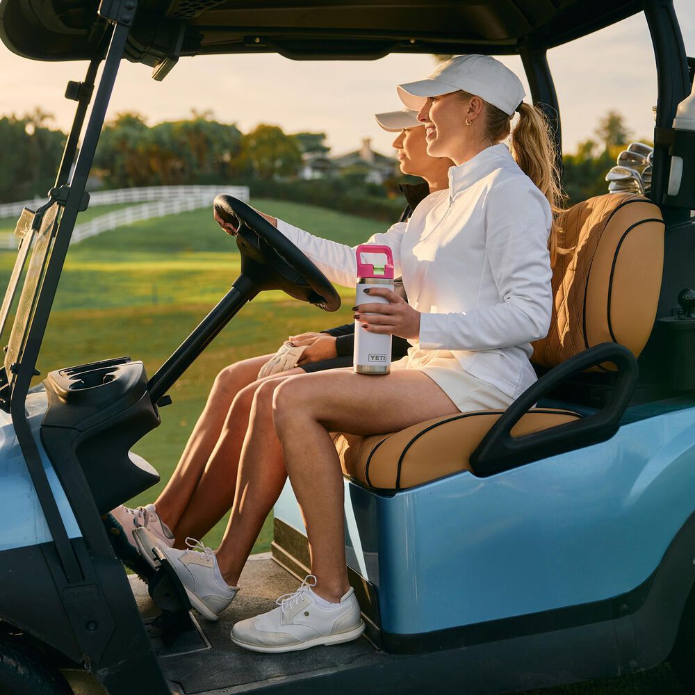 YETI Rambler 18 Oz Water Bottle with Color-Blocked Straw Cap in Mist, Pink and Grasshopper, , large