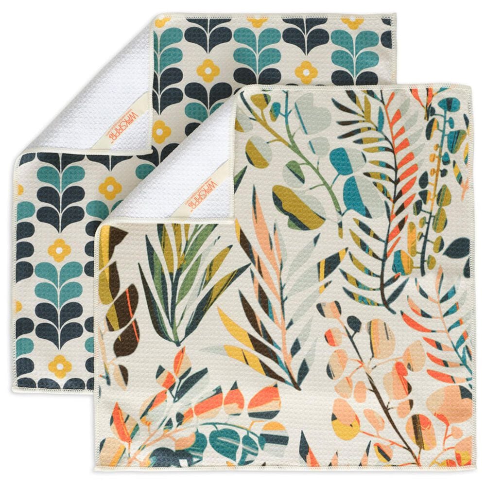 Werkshoppe Colorful Leaves All Purpose Towel in Blue and Multicolor &#40;Set of 4&#41;, , large