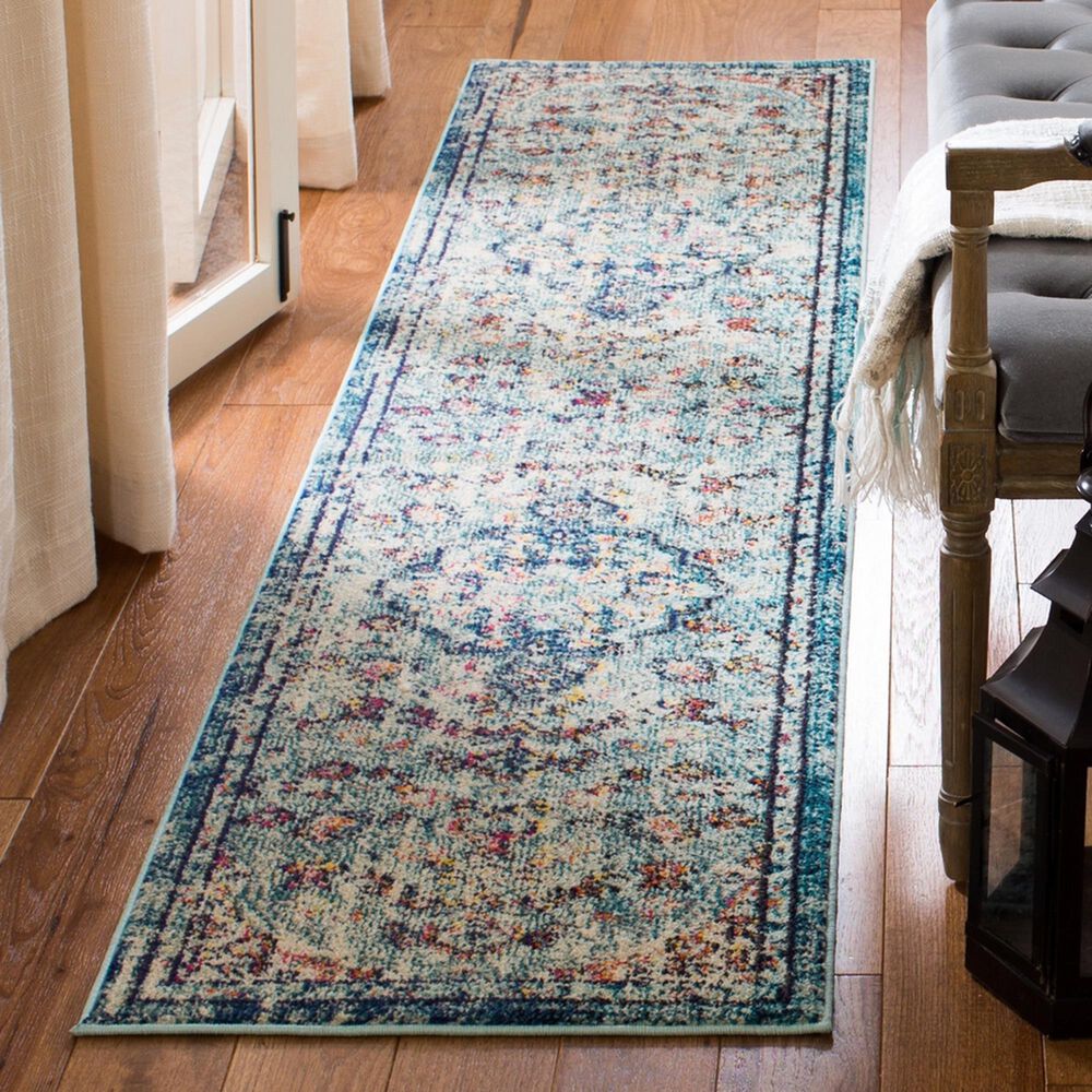 Safavieh Madison MAD447K 2&#39;2&quot; x 6&#39; Navy and Light Blue Scatter Rug, , large