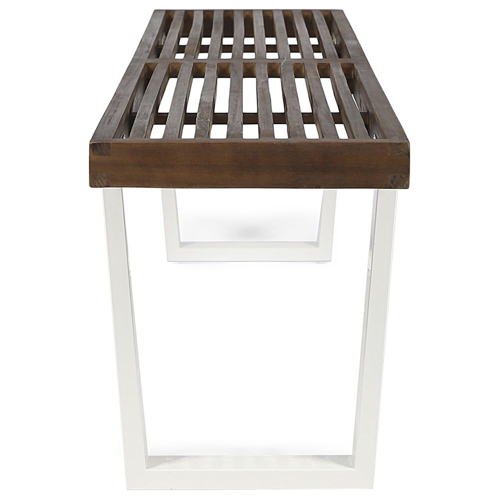 Noble House Fresno Patio Dining Bench in Dark Brown and White Wash NFM