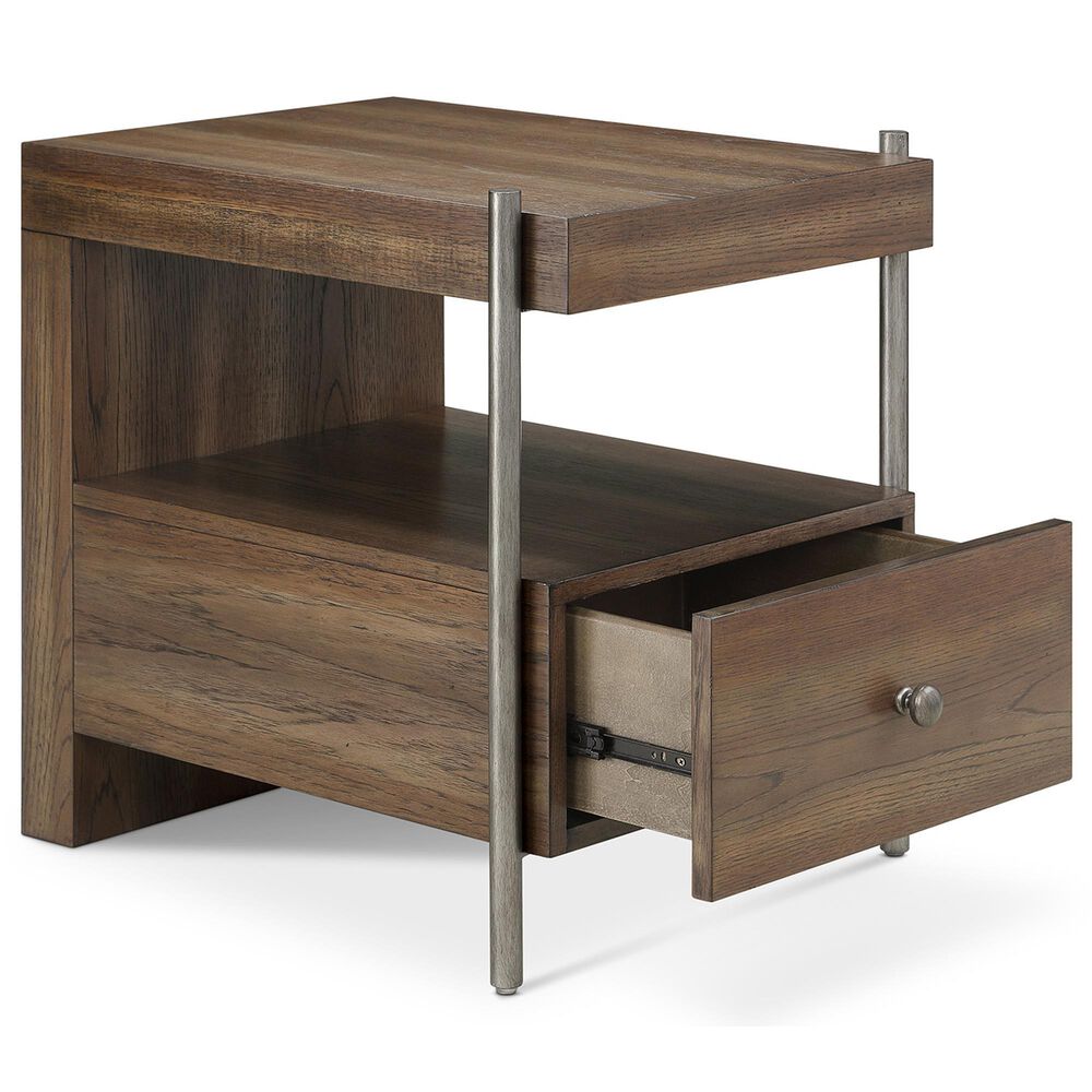 Nicolette Home Baxton Rectangular End Table in Sienna Ridge and Brushed Pewter, , large