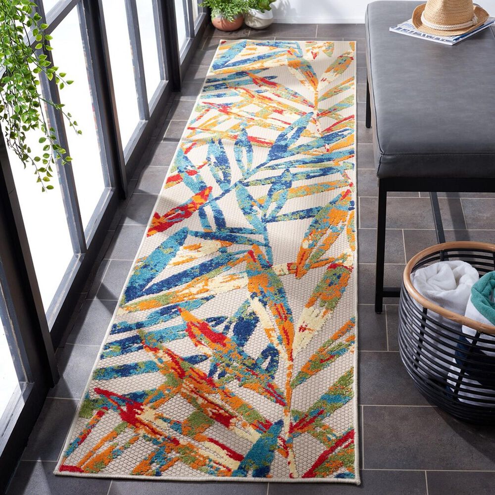 Safavieh Cabana CBN368A 2&#39;2&quot; x 7&#39; Ivory and Navy Indoor/Outdoor Area Performance Rug, , large